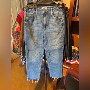 PAIGE Light Blue Straight Cropped Jeans